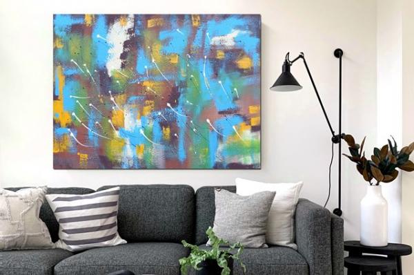 Buy art with structure yellow blue brown - 1417